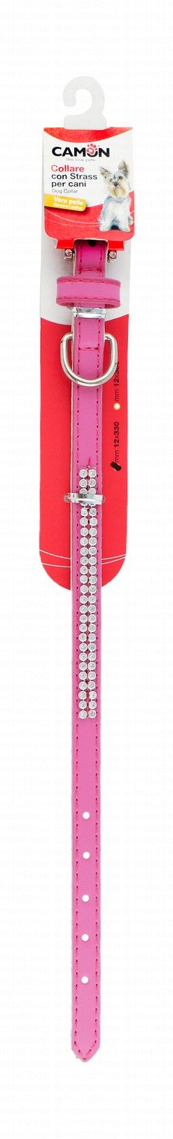 Camon Pink Leather Dog Collar (33x1.2cm)