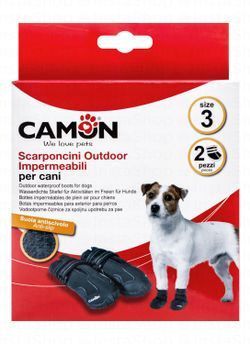 Camon Black 6cm Waterproof Anti-Skid Dog Boots Size 3