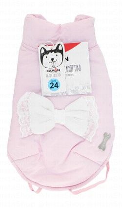 Camon Pink & White Dog Coat with Bow Size 24