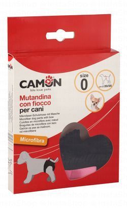 Camon Black & Pink Microfiber Dog Pants with Bow Size 0 (20-25cm)