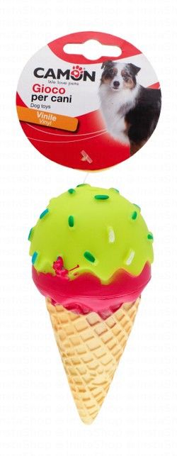 Camon Green & Pink Ice Cream Shaped Vinyl Dog Squeaky Toy