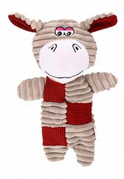 Camon Beige & Red Donkey Shaped Dog Squeaky Toy