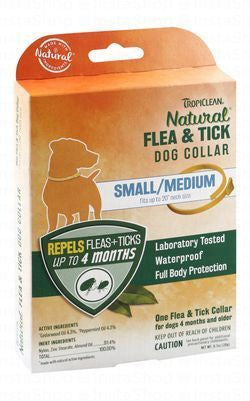 Tropiclean Natural Waterproof Flea & Tick Dog Collar (Up to 20 Inches) for Small & Medium Breeds (4+ Months)