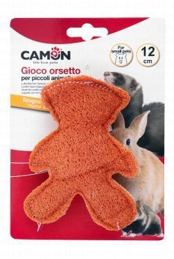Camon Orange 12cm Loofah Bear Shaped Toy for Rodents & Rabbits