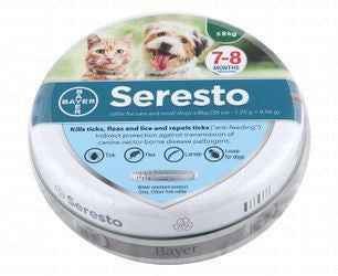 Seresto Gray 38cm Water-Resistant Antiparasitic Collar for Cats & Small Dogs (Up to 8kg & 7-8 Months)