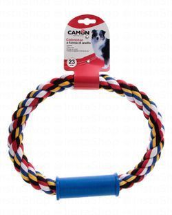 Camon Multicolored 23cm Cotton Rope Ring Shaped Dog Tug Toy