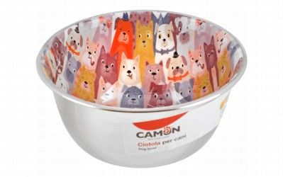 Camon Medium Multicolored 450ml Printed Stainless Steel Pet Bowl