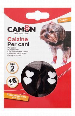 Camon Black & White 3cm Anti-Skid Cotton Dog Socks Size 2