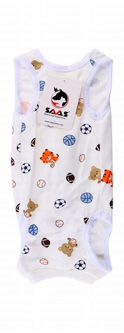 Saas Small White Sport Ball Print Pet Tank Top