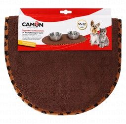 Camon Brown Microfiber Anti-Skid Pet Bowl Placemat (55x33cm)