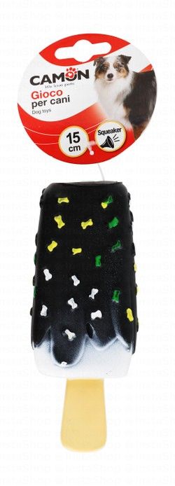 Camon Black 15cm Ice Cream Shaped Dog Squeaky Toy