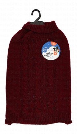 Duvo Plus Medium Maroon 50cm Knitted Dog Sweater