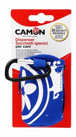 Camon Blue Dog Poop Bag Dispenser with Carabiner