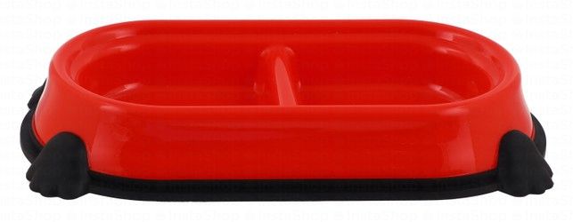 Camon Black & Red Dual Plastic Pet Bowl (26x13.5cm)