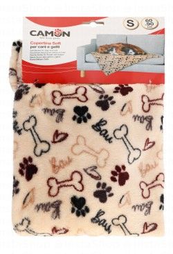 Camon Small Beige Printed Soft Pet Blanket (60x90cm)