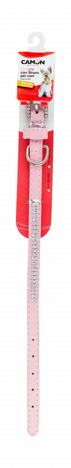 Camon Light Pink Leather Dog Collar (33x1.2cm)