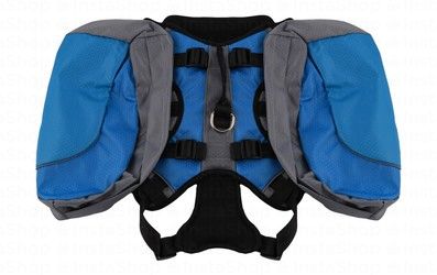 Camon Medium Blue & Gray Reflective Dog Harness with Saddle Bags (50-70cm)