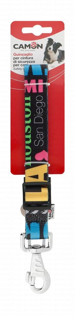 Camon Large Black Printed Dog Car Seat Belt (70x2.5cm)