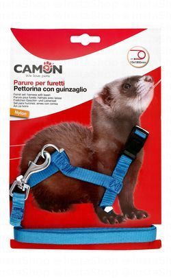Camon Blue Nylon Harness & Leash (180x1.5cm) for Ferrets & Small Animals