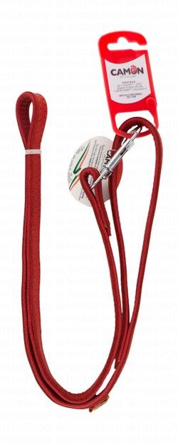Camon Red Leather Dog Leash (100x1.6cm)