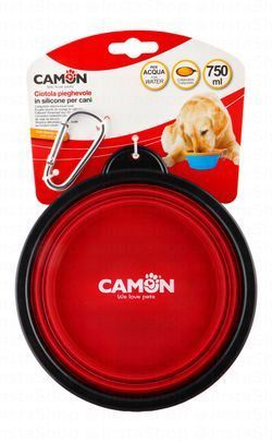 Camon Black & Red 750ml Collapsible Silicone Travel Pet Bowl