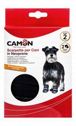 Camon Black 7cm Neoprene Anti-Skid Dog Boots Size 2