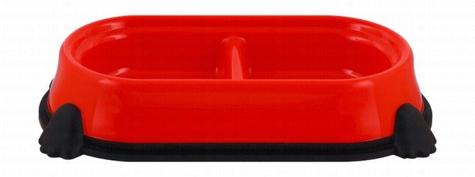 Camon Black & Red Dual Plastic Pet Bowl (30x16.5cm)