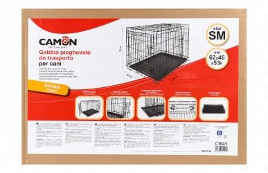 Camon Small to Medium Black Foldable Pet Carrier Crate (62x46x53cm)