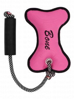 Camon Pink Bone Plush Dog Toy with Rope