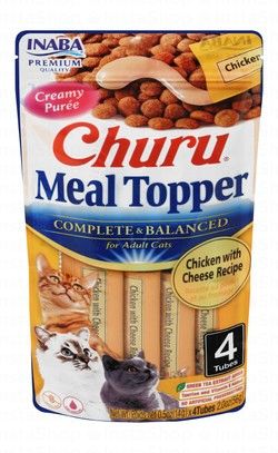 Inaba Churu Creamy Puree Meal Toppers with Chicken & Cheese for Adult Cats