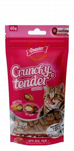 Gnawlers Crunchy & Tender Low Calorie Cat Treats Salmon & Milk Flavor