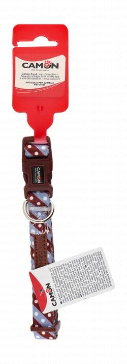 Camon Brown & Purple Twill Dot Print Dog Collar (30-40x1.5cm)