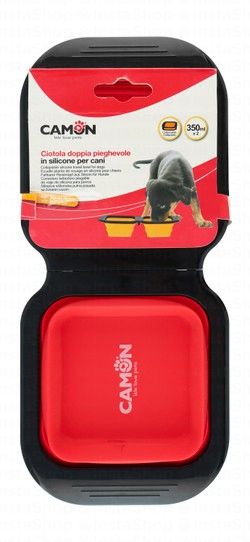 Camon Black & Red 2x350ml Dual Silicone Pet Bowl