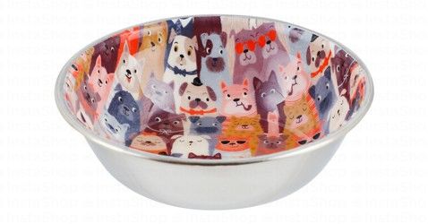 Camon Medium Multicolored Printed 350ml Steel Pet Bowl