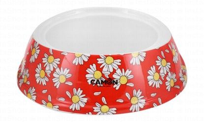 Camon Red 700ml Melamine Floral Print Pet Bowl