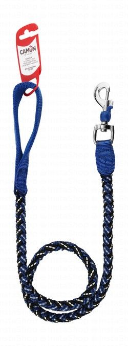 Camon Black & Blue Reflective Rope Dog Leash (110x1.2cm)