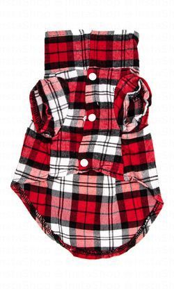 Petbroo Red & White Plaid Print Pet T-Shirt