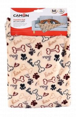 Camon Medium Beige Printed Soft Pet Blanket (75x100cm)