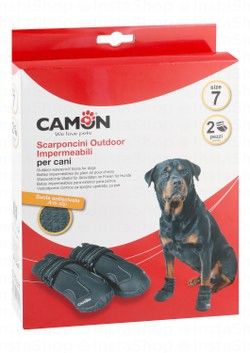 Camon Black Waterproof Anti-Skid Dog Boots Size 7
