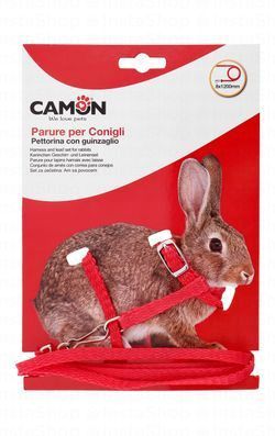 Camon Red Nylon Rabbit Harness with Leash (120x0.8cm)