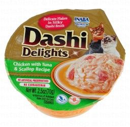 Inaba Dashi Delights Chicken Flakes Cat Treat with Tuna & Scallop