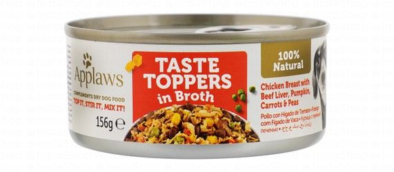 Applaws Taste Toppers Wet Dog Food with Chicken Breast, Beef Liver & Pupkin in Broth
