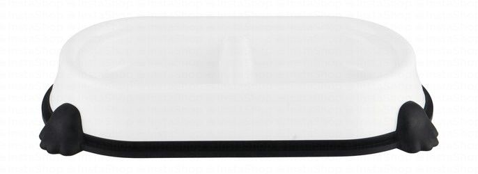 Camon Black & White Dual Pet Bowl (26x13.5cm)