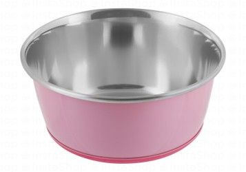 Camon Large Pink 17cm 860ml Stainless Steel Pet Bowl