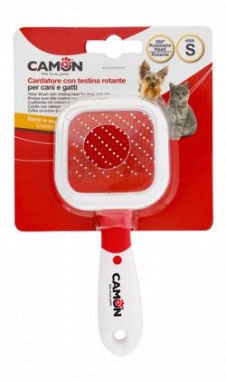 Camon Small Red & White Pet Slicker Brush with Rotatable Head