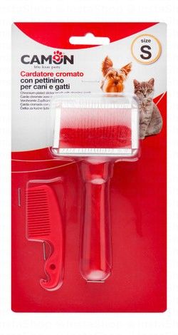 Camon Small Red Pet Slicker Brush with Comb