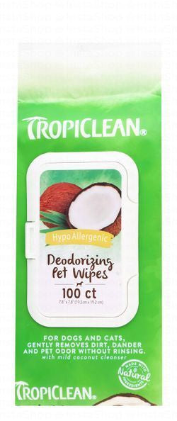 Tropiclean Hypoallergenic Deodorizing Pet Wipes (7.8x7.8 Inches)