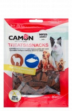 Camon Triangular Bite Treats with Lamb & Codfish for Adult Dogs