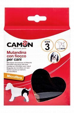 Camon Black Microfiber Dog Pants (35-40cm) with Bow Size 3